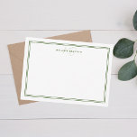 Cartão De Notas Monograma Simples Minimalista de Chic Dois Verde d<br><div class="desc">Monograma Simples e Minimalista Dois Cartão de Nota Verde de Fronteira perfeito para chefes,  consultores,  profissionais ou empresários.</div>