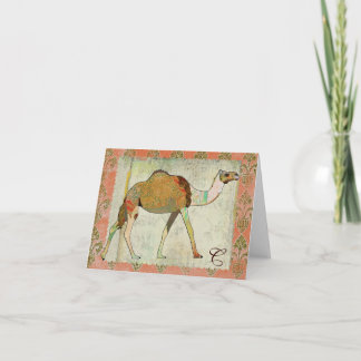 Cartão De Notas Monograma sonhador Notecard do camelo