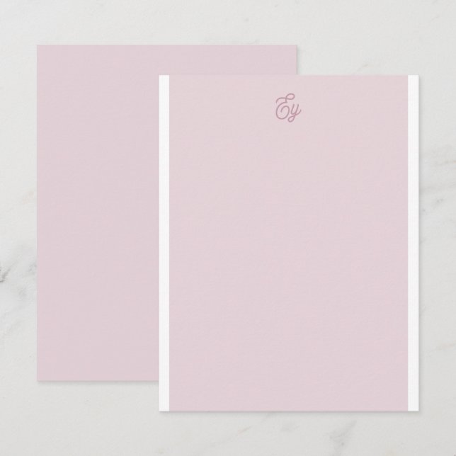 Cartão De Notas Monograma violeta branco de Lavanda branca e elega (Frente/Verso)