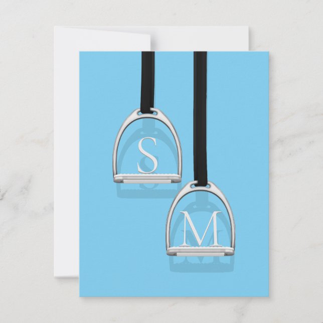 Cartão De Notas Monogramas Stirrup Irons Azul Equestre (Frente)