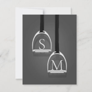 Cartão De Notas Monogramas Stirrup Irons Cinzas Médias Equestres