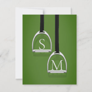 Cartão De Notas Monogramas Stirrup Irons Grass Equestre Verde