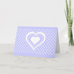 Cartão De Notas Monogrammed Heart Lilac & white polka dots pattern