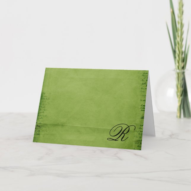 Cartão De Notas Monogrammed-verde (Frente)