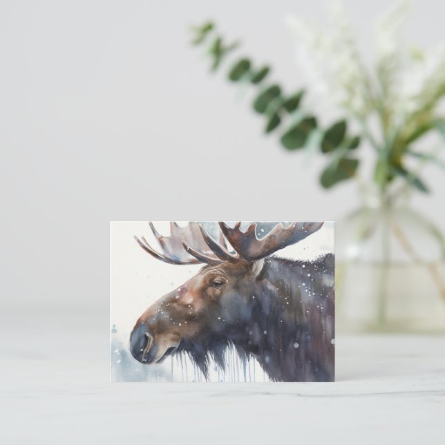 Cartão De Notas Moose de inverno (Em pé/Frente)