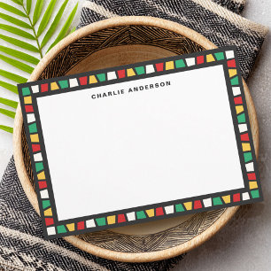 Cartão De Notas mosaico africano vermelho verde amarelo branco nom