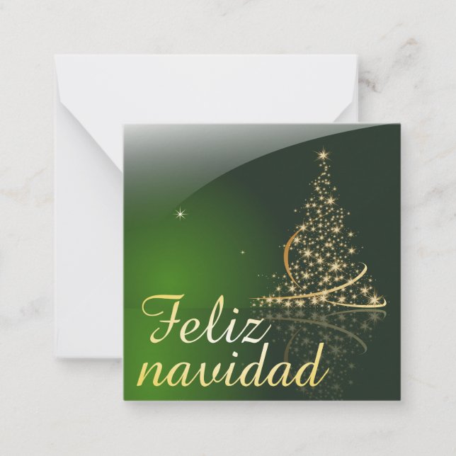 Cartão De Notas Motivo navideño verde con arbol de navidad. V2.0 (Frente)