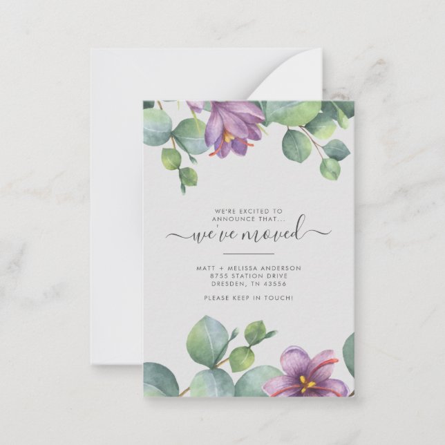 Cartão De Notas Movimentamos a Greenery Eucalyptus Floral Moving (Frente)