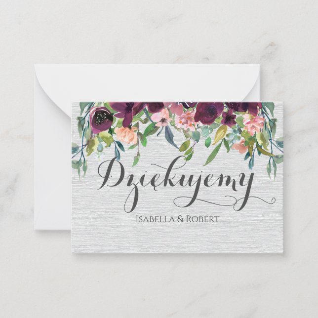 Cartão De Notas Muito obrigado em polonês Dziękujęobrigado (Frente)