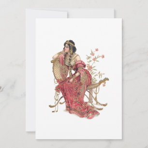 Cartão De Notas Mulher de Arte Exótica Nouveau em Ornamentado