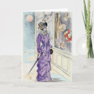 Cartão De Notas Mulher vitoriana Comprada de roxo na Vintage