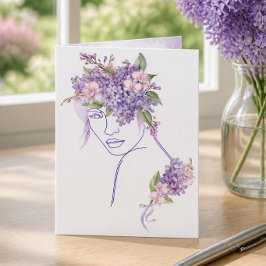 Cartão De Notas Musa Roxa - Uma Senhora com Lilases e Orquídeas