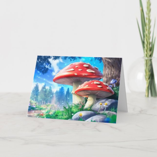 Cartão De Notas Mushroom Forest Fantasy Art (Frente)