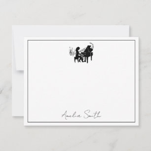Cartão De Notas Música Personalizada de Piano Feminino