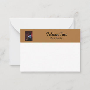 Cartão De Notas Músico de fotos personalizado marrom