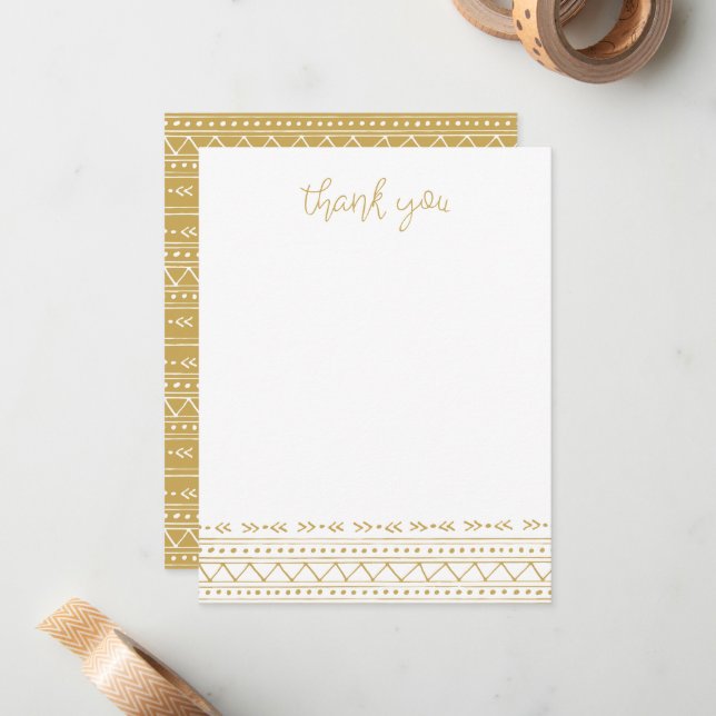 Cartão De Notas Mustard Modern Boho Muito Obrigado (Frente/Verso In Situ)