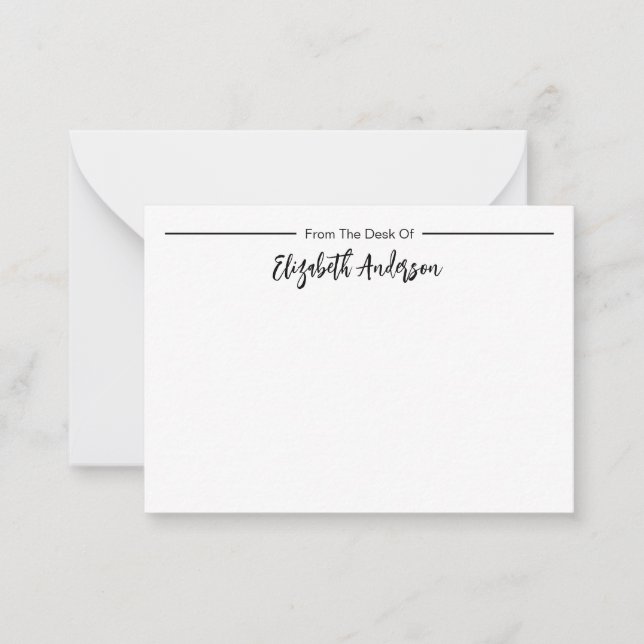 Cartão De Notas Na Central do Nome do Script Elegante (Frente)