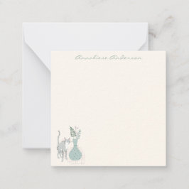 Cartão De Notas Na moda Cat Folha Botânica Ilustração Personalizad