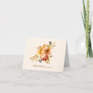 Cartão De Notas Na moda de outono de outono Aquarela Floral Person