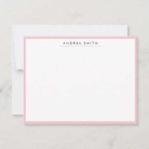Cartão De Notas Na moda Minimalista de Linha Simples e Cor-de-Rosa