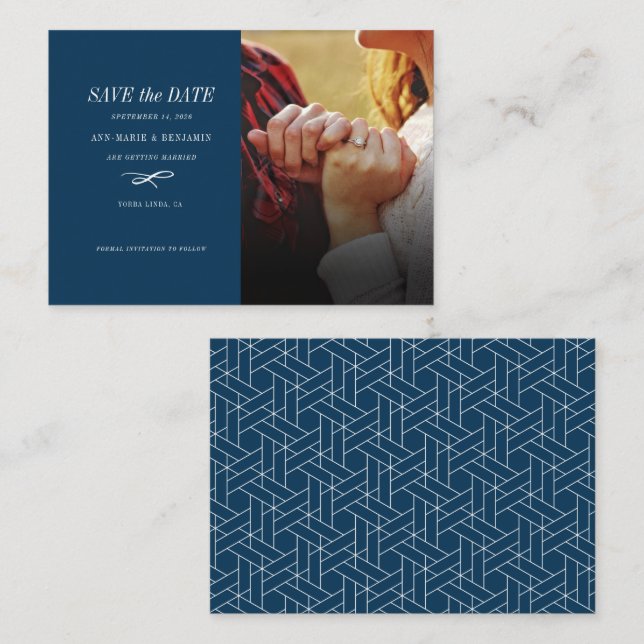 Cartão De Notas Na moda Modern Foto Casamento Salve A Data (Frente/Verso)