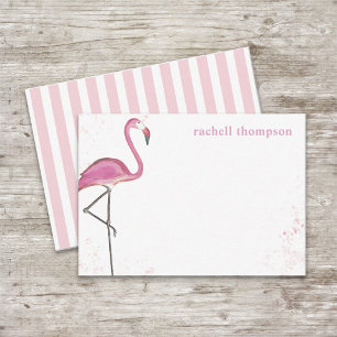 Cartão De Notas Na moda Pink Chic Flamingo Simples Watercolor