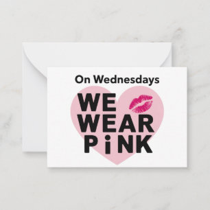 Cartão De Notas Na Quarta-Feira Nós Usamos Rosa Dia dos Namorados 