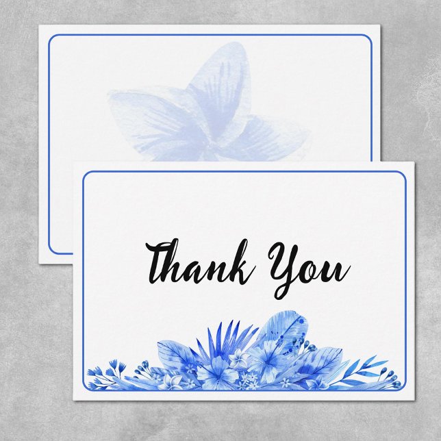 Cartão De Notas Name, Cobalt Blue Thank You Flat Note Card (Criador carregado)