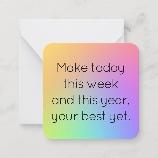 Cartão De Notas Name, Mini Gradient Rainbow Happy New Year Card (Frente)