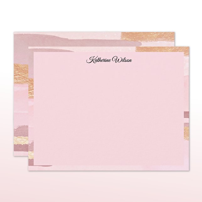 Cartão De Notas Name || Watercolor Blush Pink Mauve Frame (Criador carregado)