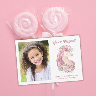 Cartão De Notas Namorados bonito Floral Unicorn Photo Classroom