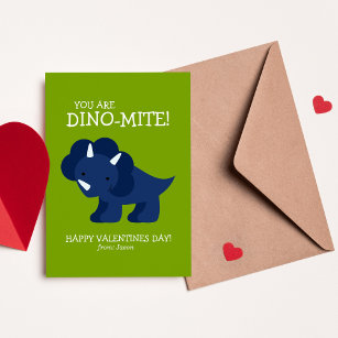 Cartão De Notas Namorados da Escola de Crianças do Dinossauro Azul