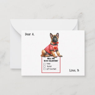 Cartão De Notas Namorados de puppy de German shepherd personalizáv