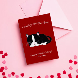 Cartão De Notas Namorados de sala de aula de gato de Tuxedo bonito