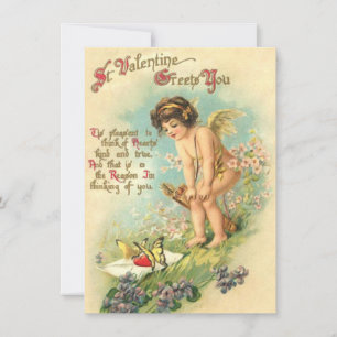 Cartão De Notas Namorados Vintage Adorável Cupido