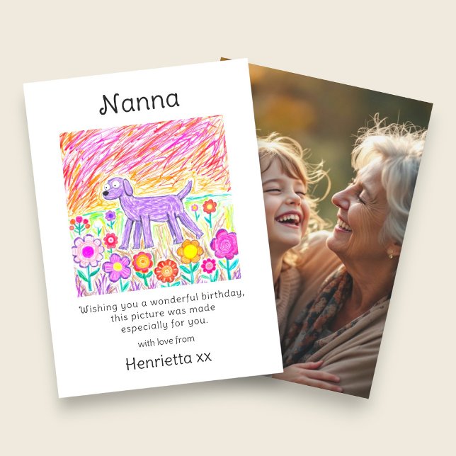 Cartão De Notas Nanna Birthday Card Child hand  Drawing photo  (Criador carregado)
