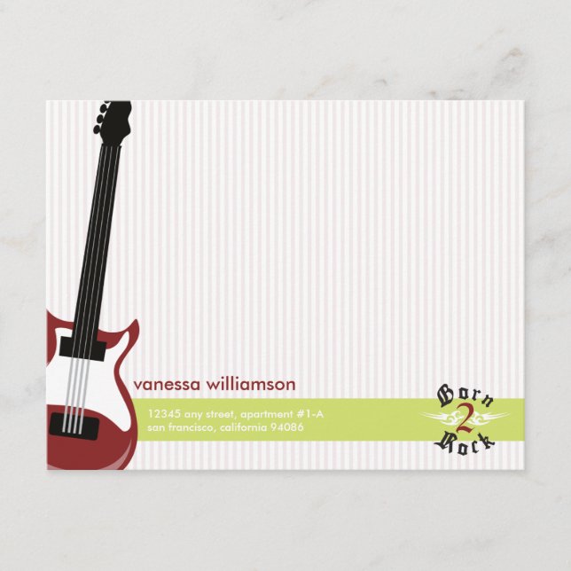 Cartão De Notas Nascer para Rock! Placas de Nota Simples Personali (Frente)