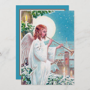 Cartão De Notas natais vintages festivos Angel adiciona sentimento