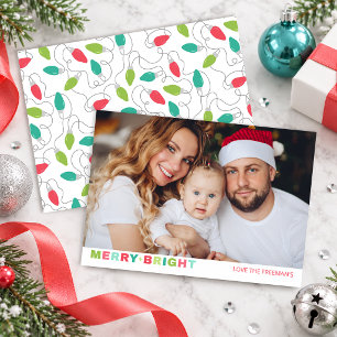Cartão De Notas Natal Colorido Foto da Família Alegre & Brilhante