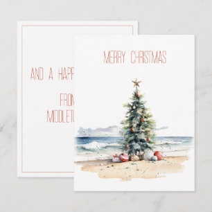 Cartão De Notas Natal costeiro na praia