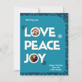 Cartão De Notas Natal da Imagem Personalizada da Família Teal Azul