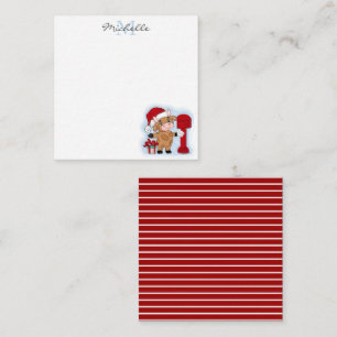 Cartão De Notas Natal Monograma Fofa Vaca Personalizada
