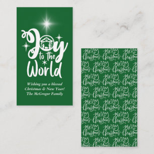 Cartão De Notas Natal Natividade Joy Green & White Greeting