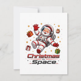 Cartão De Notas Natal no Espaço Papai Noel Astronauta Fofo Feriado