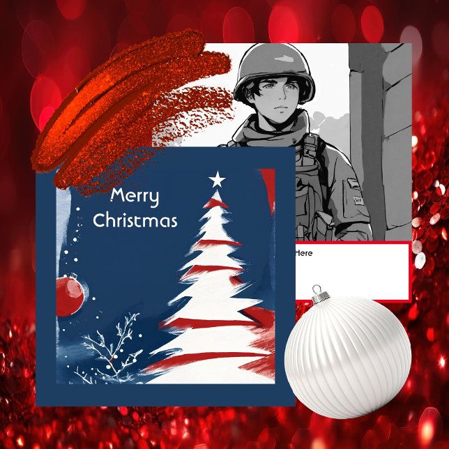 Cartão De Notas Natal Patriótico Militar dos EUA (Modern Patriotic Design -  Unique Art by Pansylee for Pretty Postals - Mail Made Modern)