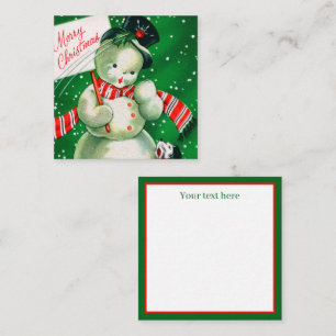 Cartão De Notas Natal retro vintage boneco de neve adicionar texto