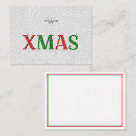 Cartão De Notas Natal Vermelho Verde Personalizado com Rhinestone