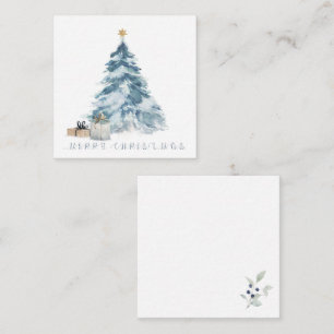 Cartão De Notas Natal vintage árvore aquarela dourada