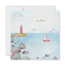 Nautisch Geboortekaartje Met Zee & Vuurtoren