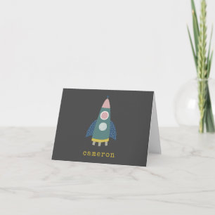 Cartão De Notas Nave Espacial Fofa Arte Espacial Legal Personaliza